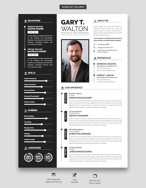 Clean and modern resume portfolio or cv template