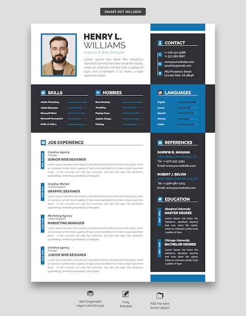 Clean and modern resume portfolio or cv template