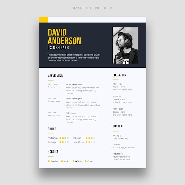 Free PSD clean resume or cv design template