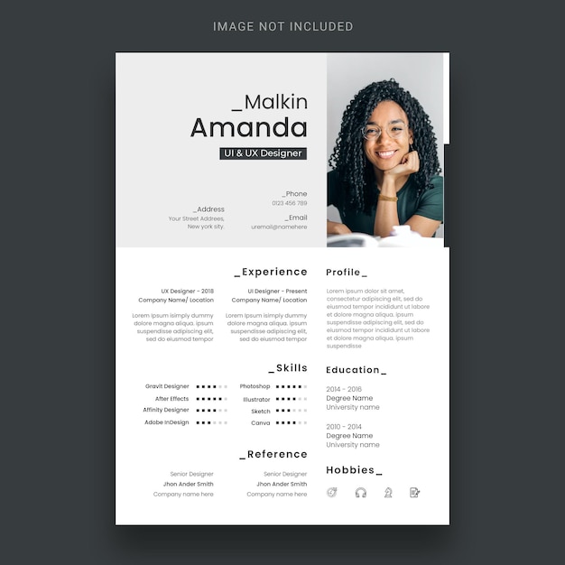 Free PSD clean resume or cv design template