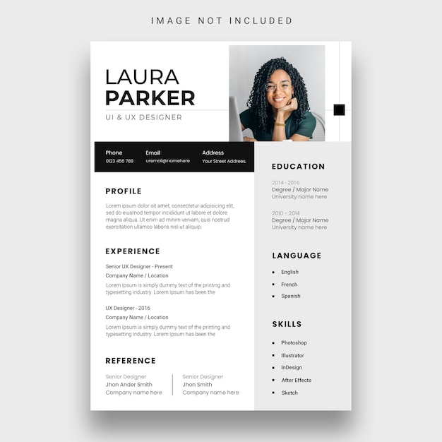 Free PSD clean resume or cv design template