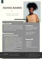 Free PSD clean resume editable template psd in brown with photo