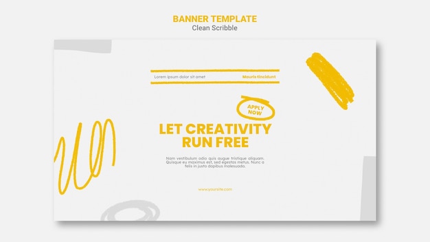 Free PSD clean scribble banner template