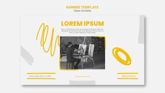 無料PSD 写真できれいな落書き水平バナーテンプレート