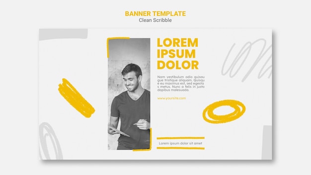 Horizontal Scribble Banner PSD Template – Free Download