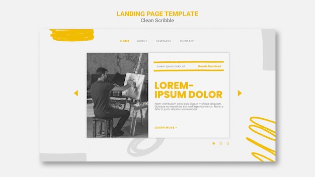 Free PSD clean scribble landing page