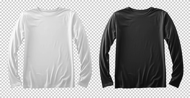 깨끗한 흰색과 검은 색 긴 소매 티셔츠 배경에 고립