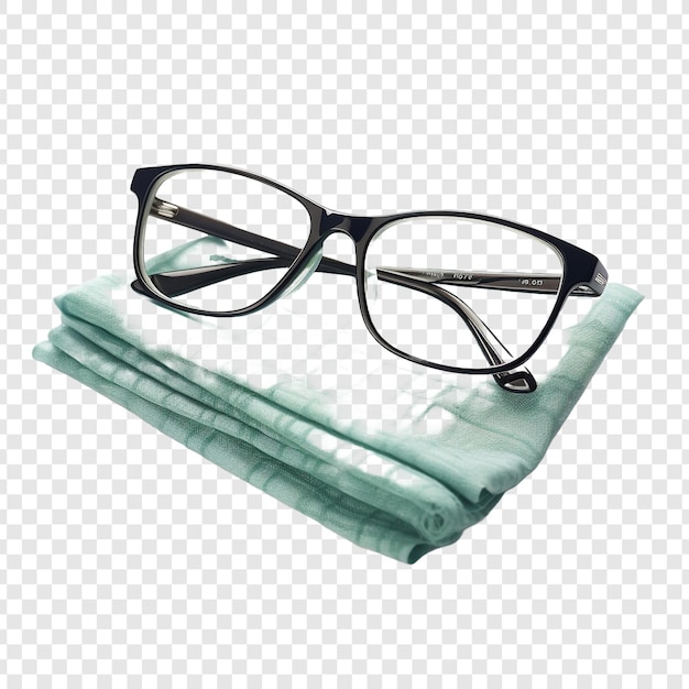 투명한 배경에 고립된 안경용 청소 천