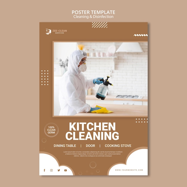 Cleaning and disinfection service poster template