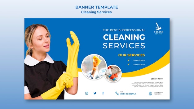 Free PSD cleaning service concept banner template