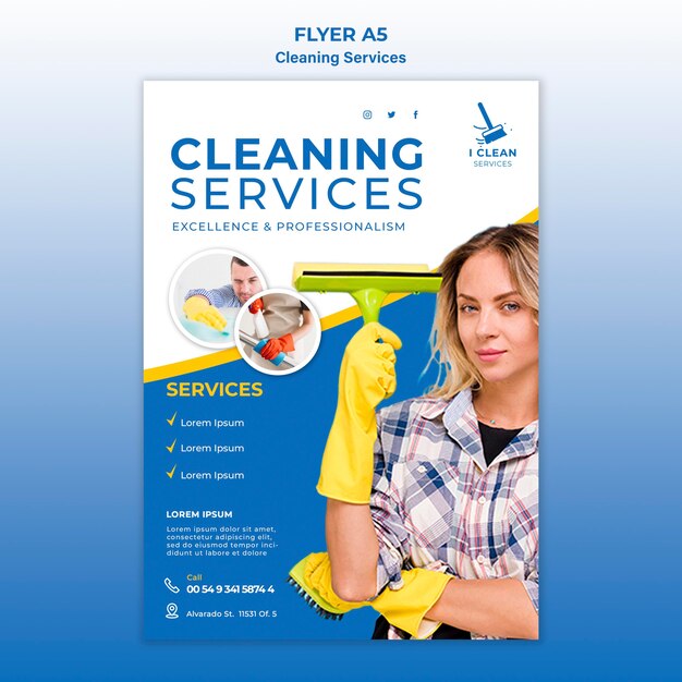 Cleaning service concept flyer template