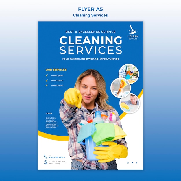 Cleaning service concept flyer template