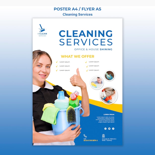 Free PSD cleaning service concept poster template