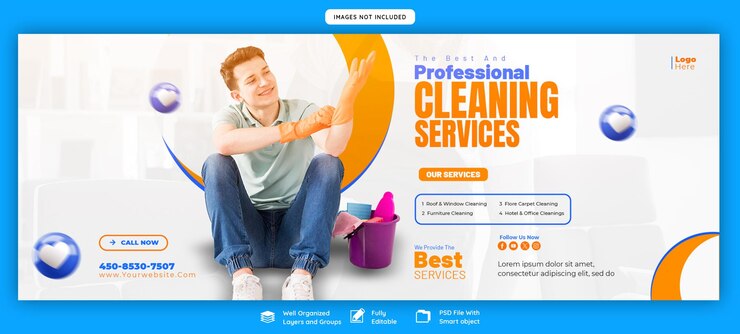 Free PSD cleaning service facebook cover post or banner template