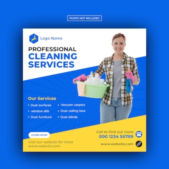 Cleaning service social media instagram post banner template