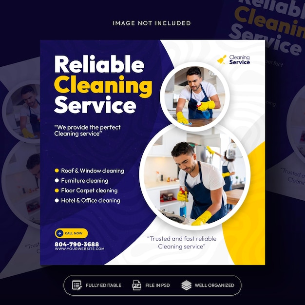 cleaning service square flyer social media post or Instagram banner template