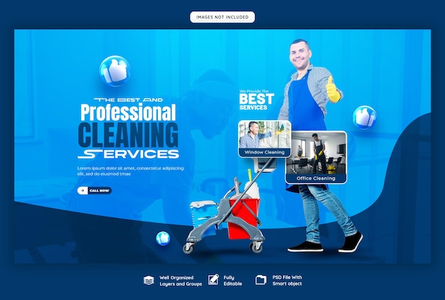 Free PSD cleaning service web banner template