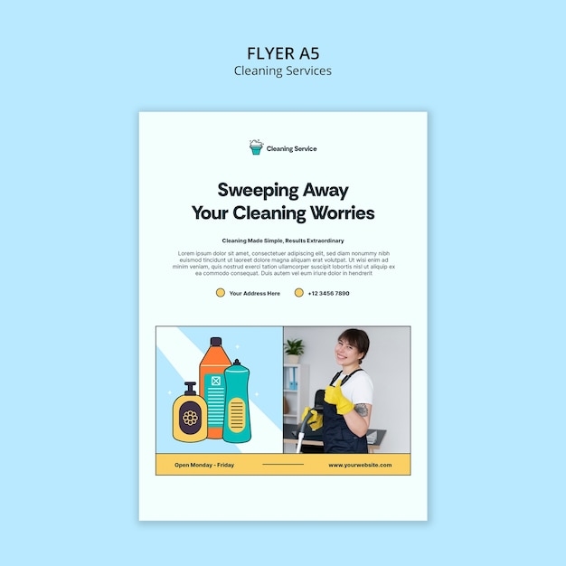 Free PSD cleaning services template  design