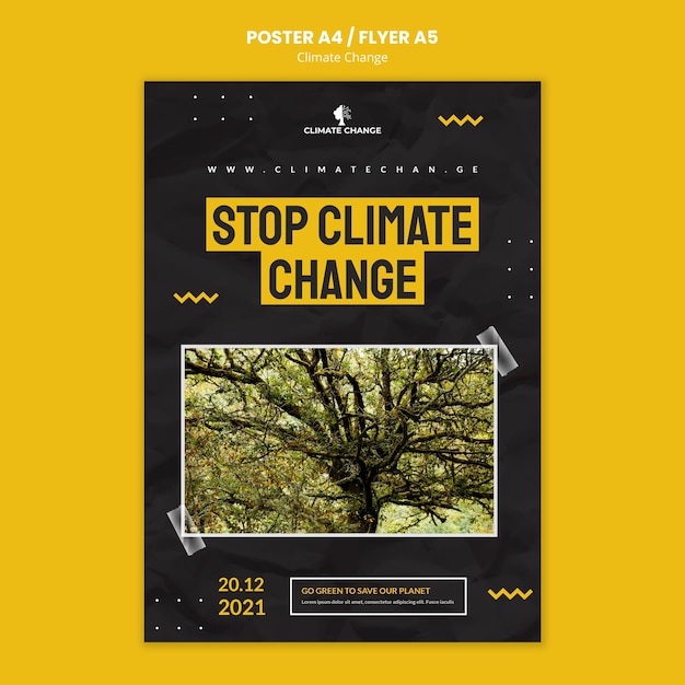 PSD gratuito modello di progettazione di poster o volantini sui cambiamenti climatici