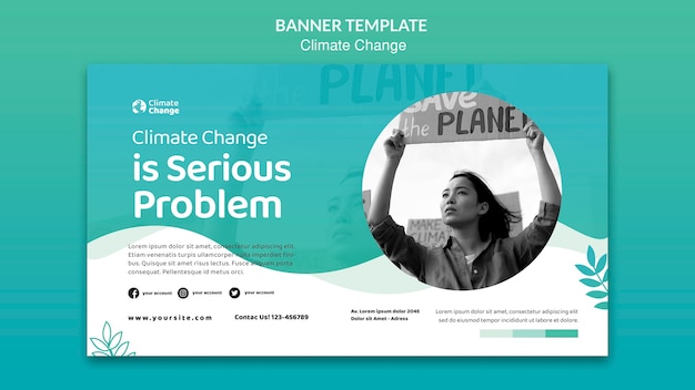 Free PSD climate change problem banner template