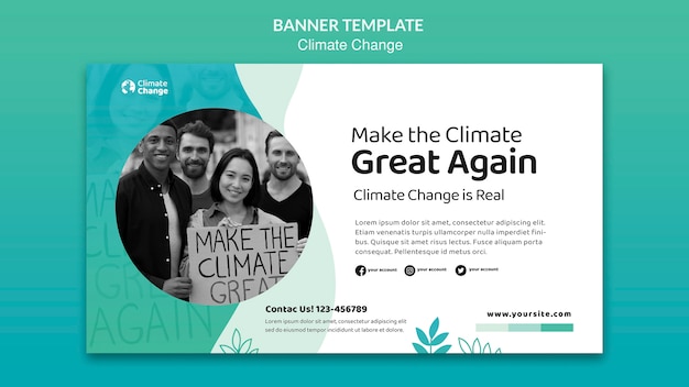 Climate change problem horizontal banner template