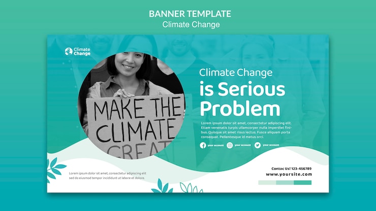 Free PSD climate change problem horizontal banner