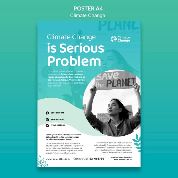Climate change problem poster template
