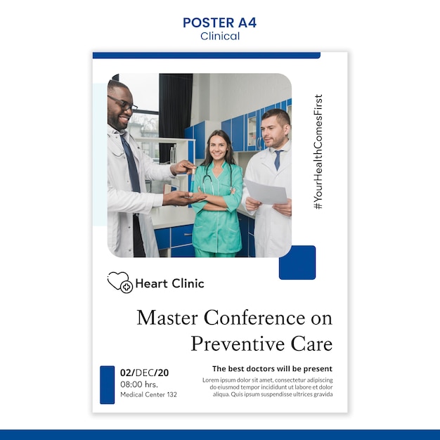 Free PSD clinical poster template with photo