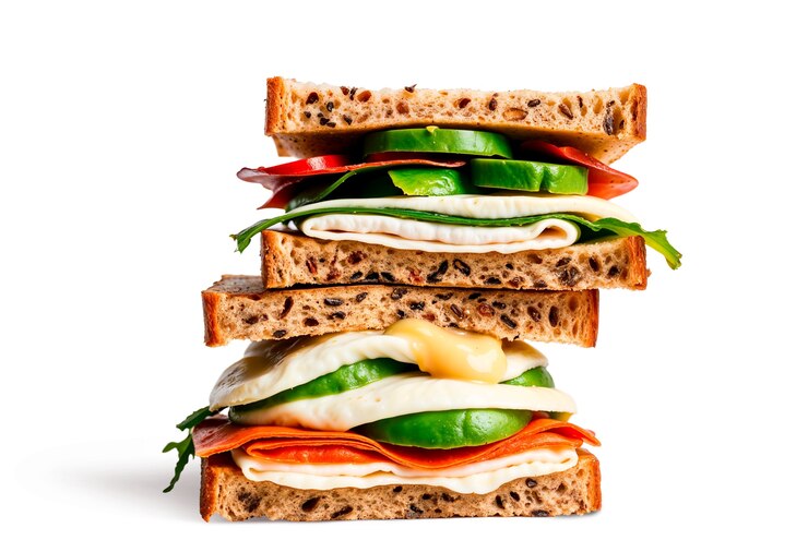 Free PSD close up on appetizing italian sandwich