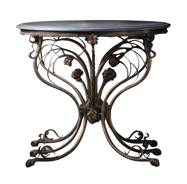 Free PSD close up on art deco table isolated