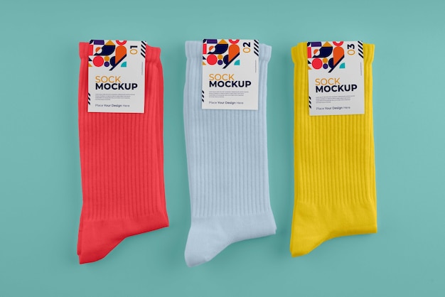 Close up on beautiful color socks mockup