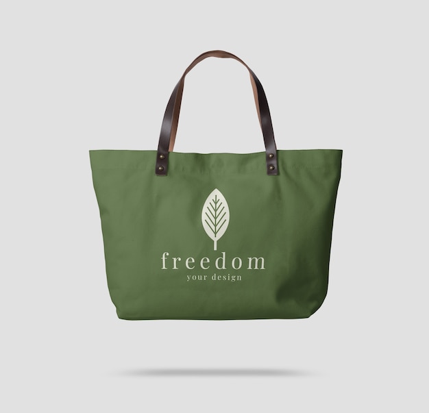 Close up on canvas tote bag mockup isolated