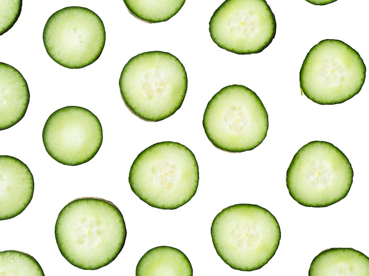 Free PSD close up on delicious cucumber slices