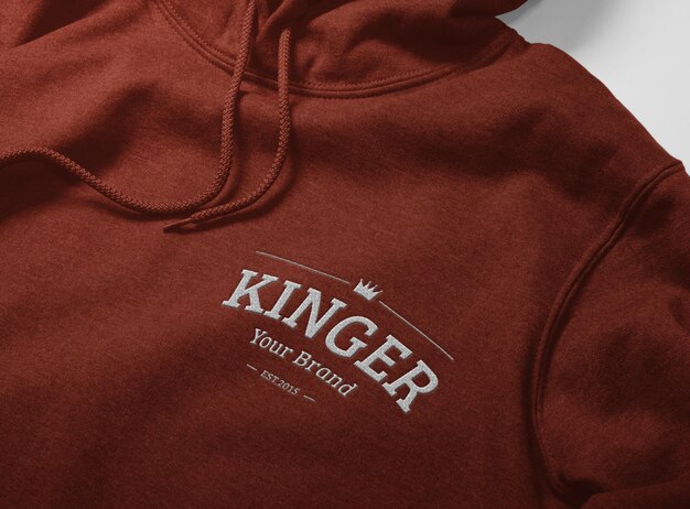 Close up embroidery logo of hoodie mockup design