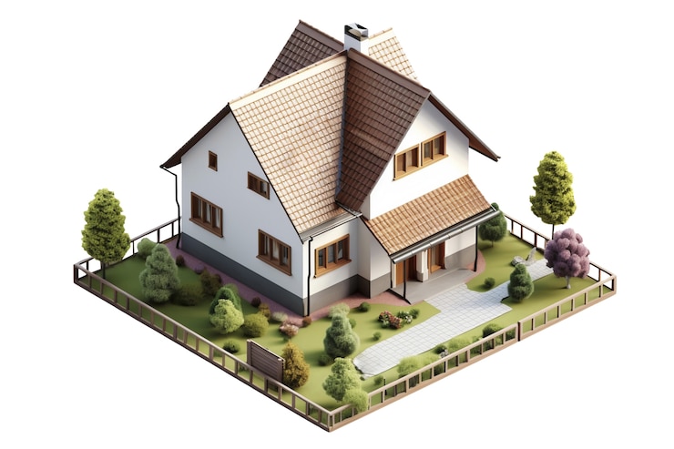 Free PSD close up house isolated