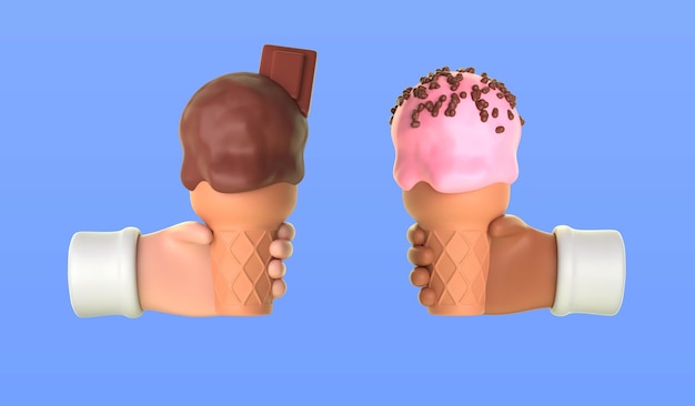 Close up on ice cream cones