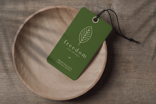 Close up on label tag mockup