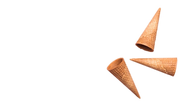 Крупным планом на вкусных конусах мороженого