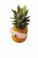 Free PSD close up on pineapple isolated
