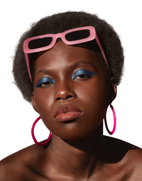 close up portrait of black woman isolated