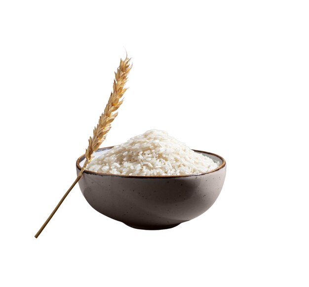 close up on rice isolated