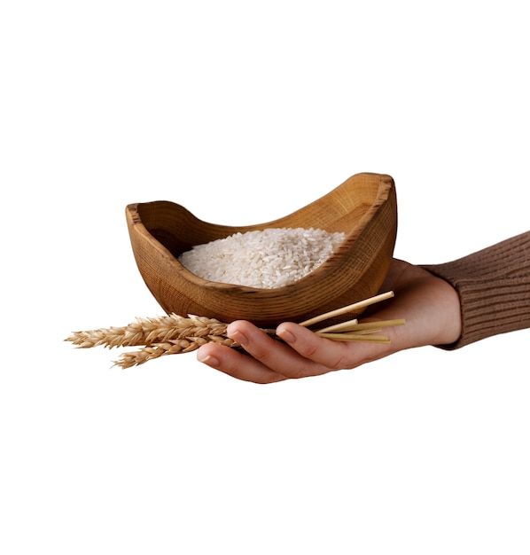 Close up on rice isolated