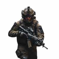 Free PSD close up on soldier isolated