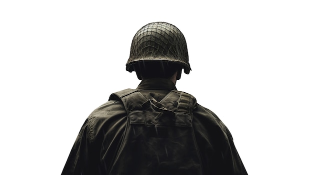 Free PSD close up on soldier isolated