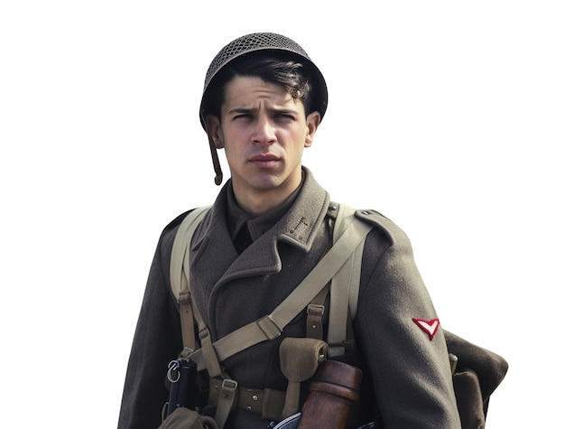 Free PSD close up on soldier isolated