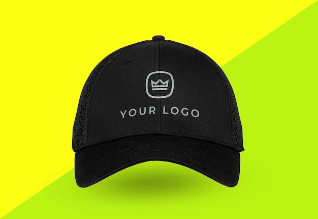 Premium PSD | Black and white sports cap logo mockup