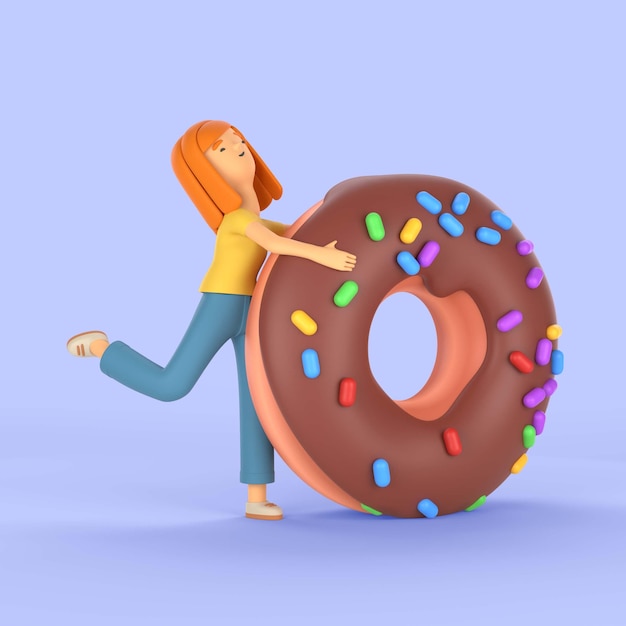 Close up on woman with donut