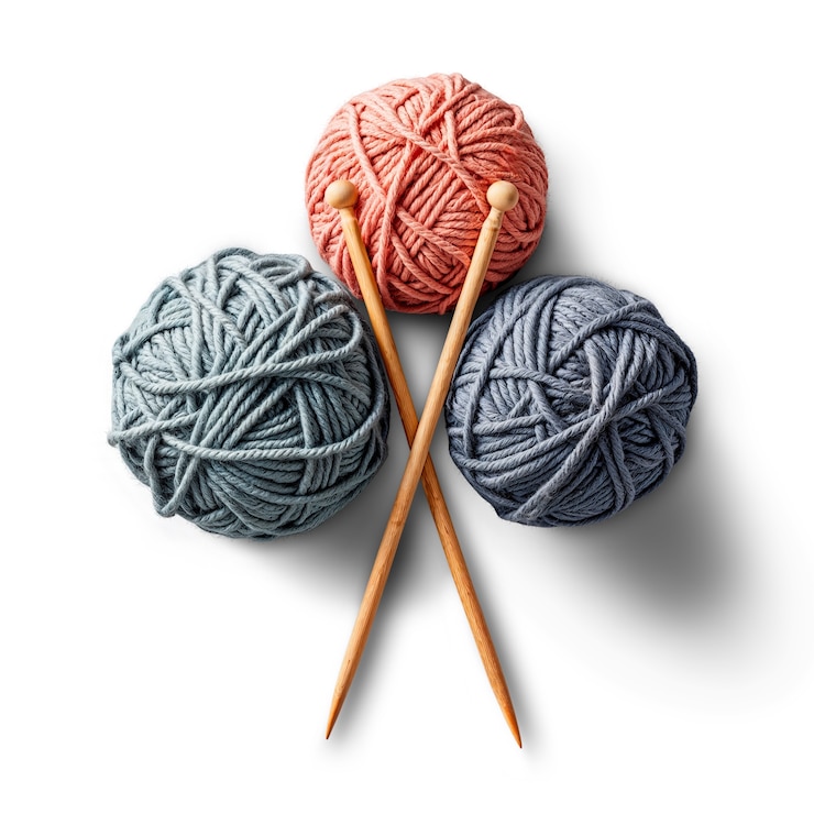 Free PSD close up on yarn with needle
