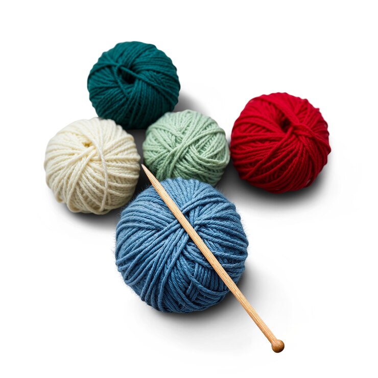 Free PSD close up on yarn with needle