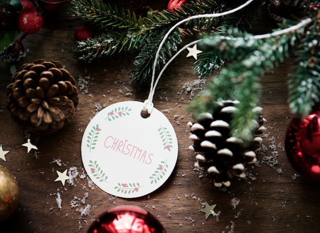 Closeup of Christmas wishing card tag